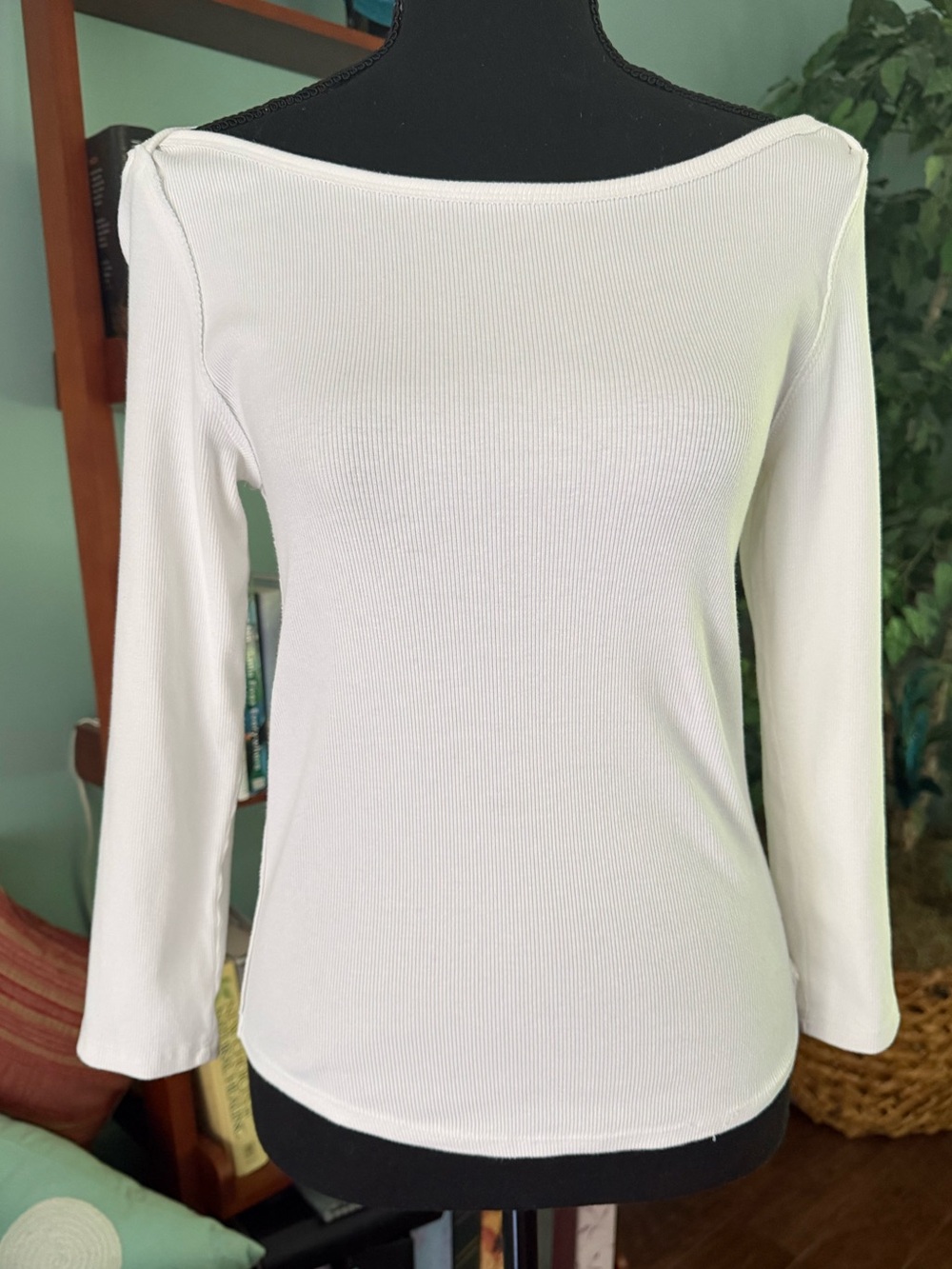 We The Free White Boatneck 3/4 Sleeve Ribbed Top - Picture 2 of 10